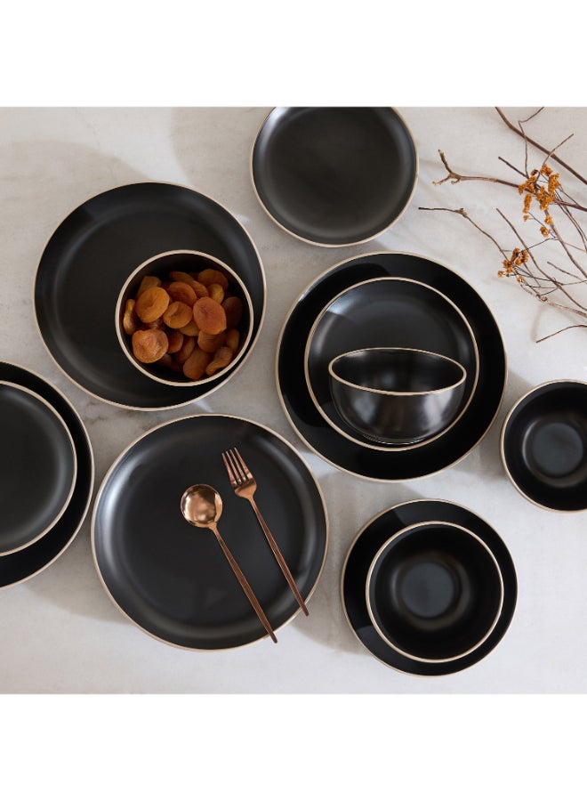 Home Box Eleganza 12-Piece Dinner Set - Black and Gold - Image 1